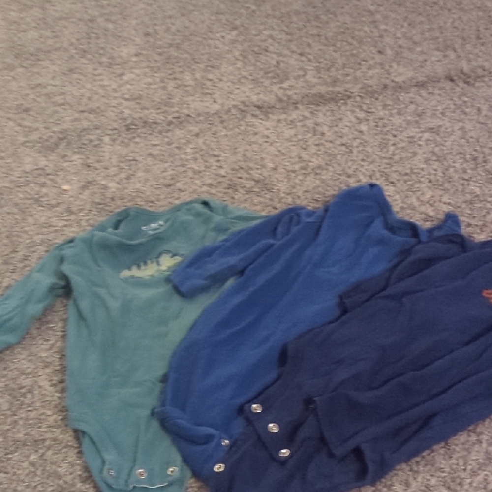 Set of Three Blue and Green Baby Onesies
